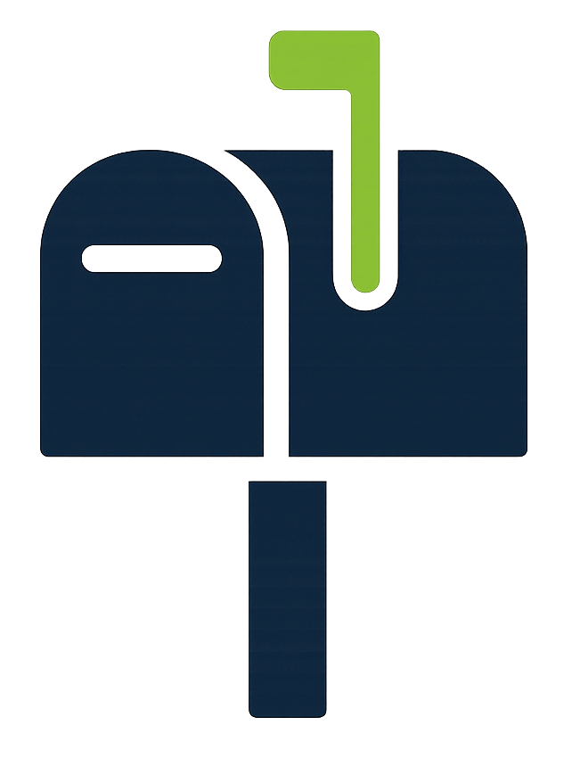 Mailbox icon with raised flag