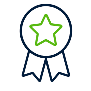 Award ribbon icon with green star